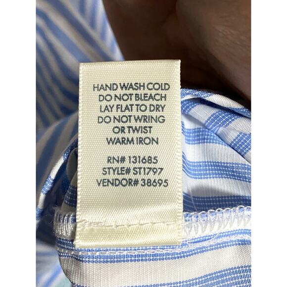 BKE Boyfriend Button Shirt Colorblock Coastal Blue Green Striped Womens M Tag - Picture 10 of 12